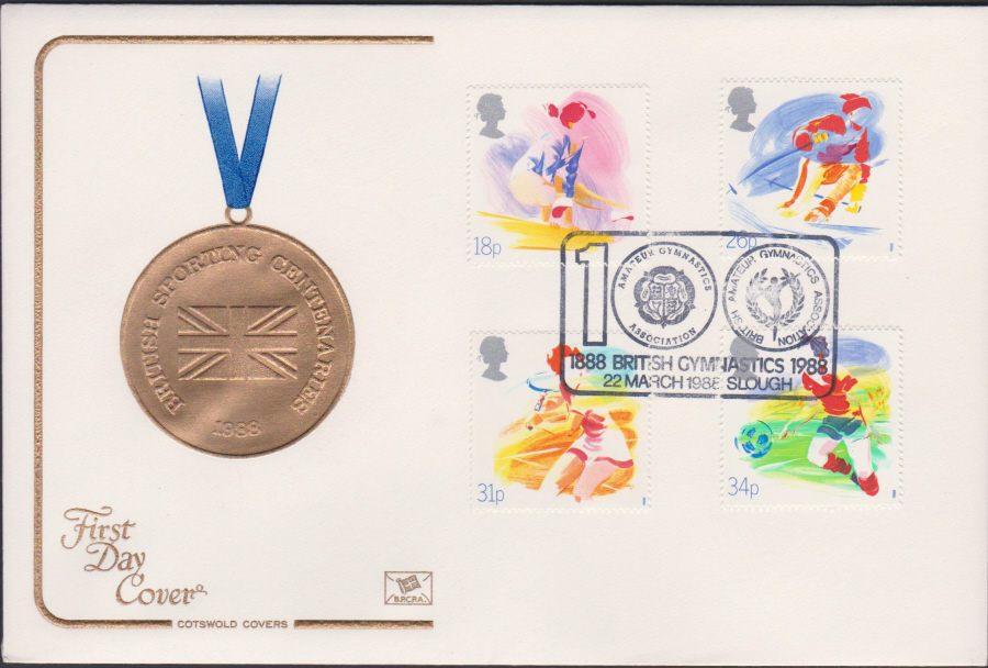 1988- Sport First Day Cover COTSWOLD British Gymnastics Slough Postmark - Click Image to Close