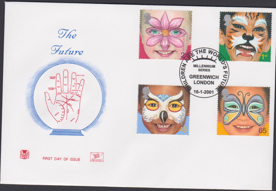 2001 -The Future FDC Stuart -Millennium Series Greenwich, London Postmark