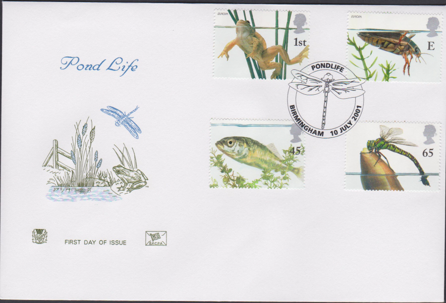 2001 -Pond Life FDC Stuart - Pondlife,Birmingham Postmark