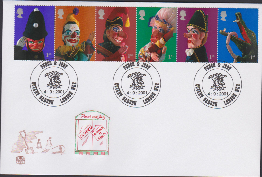 2001 -Punch & Judy FDC Stuart - Covent Gardon WC2 Postmark