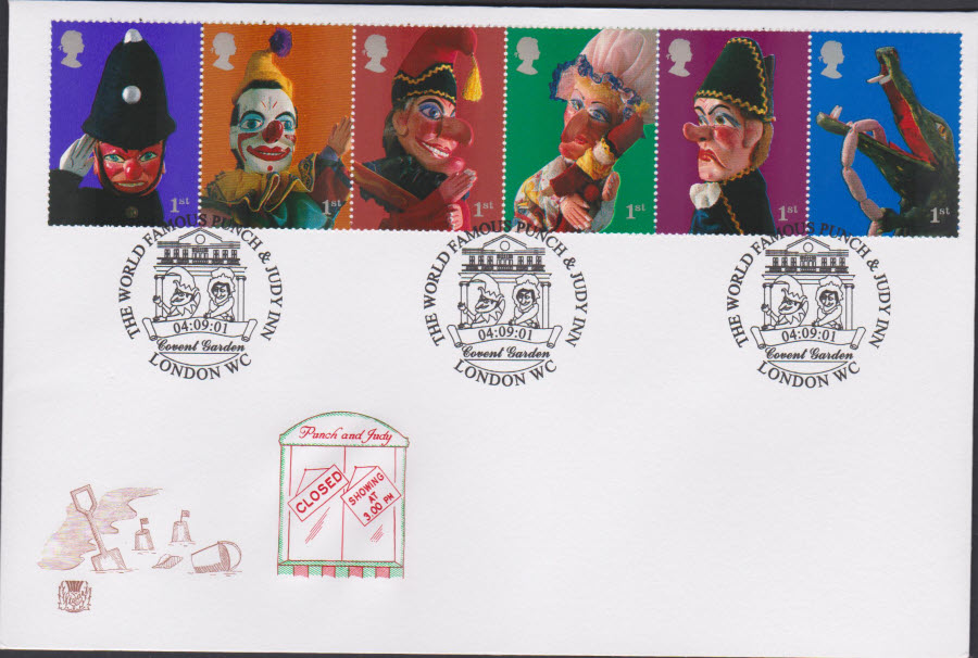 2001 -Punch & Judy FDC Stuart -World Famous Covent Gardon WC2 Postmark