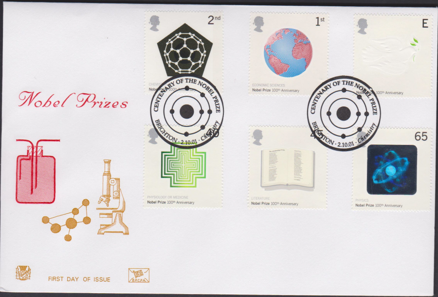2001 -Nobel Prize FDC Stuart -Centenary Brighton, Postmark