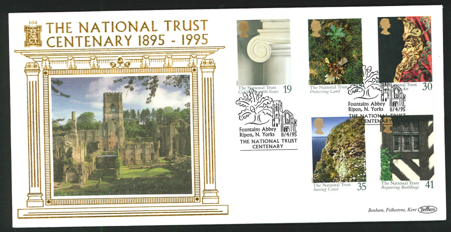 1995 - National Trust First Day Cover - Fountains Abbey, Ripon Postmark