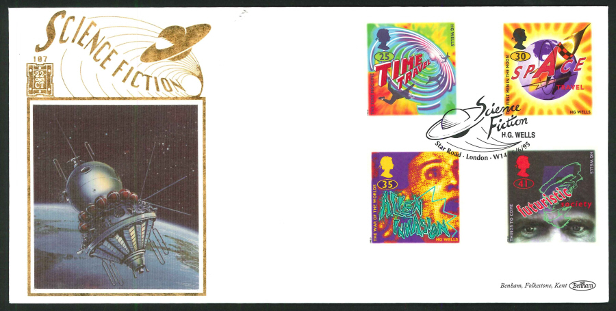 1995 - Science Fiction - HG Wells First Day Cover - Star Road London W14 Postmark - Click Image to Close