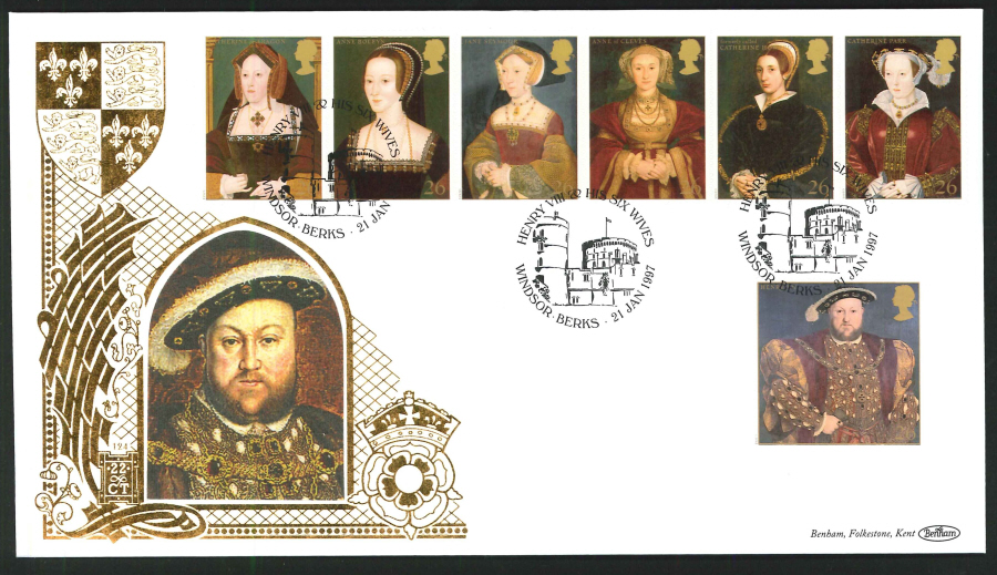 1997 - The Great Tudor First Day Cover - Henry VIII & his Six Wives, Windsor Postmark - Click Image to Close