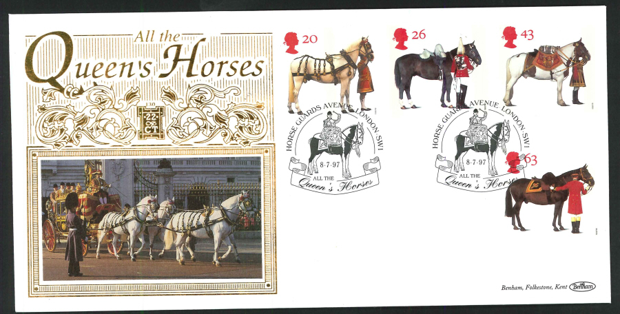 1997 - All the Queen's Horses First Day Cover - Horse Guards Avenue SW1 Postmark - Click Image to Close