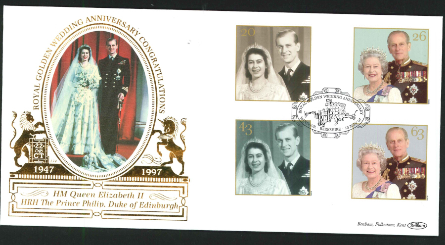 1997 - Queen's Golden Wedding First Day Cover - Windsor (Castle) Postmark