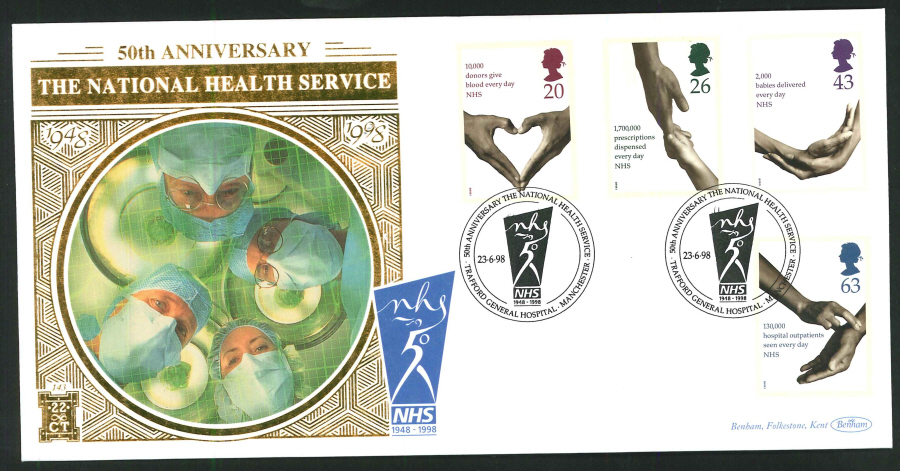 1998 - National Health Service First Day Cover - Trafford General Hospital, Manchester Postmark - Click Image to Close