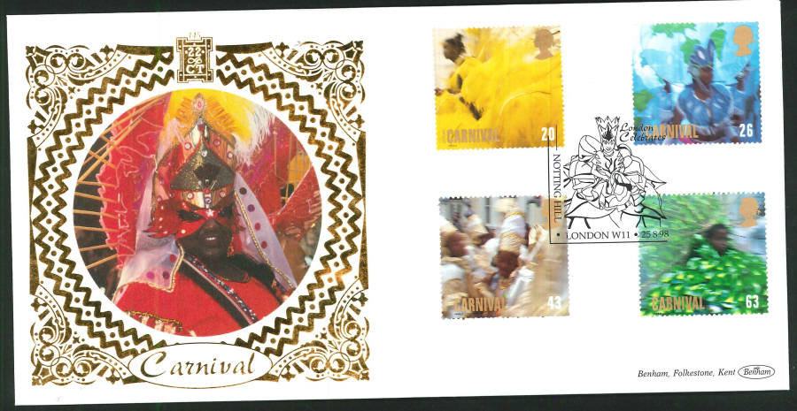 1998 - Carnivals First Day cover - Nottinghill, London (Dancer) Postmark