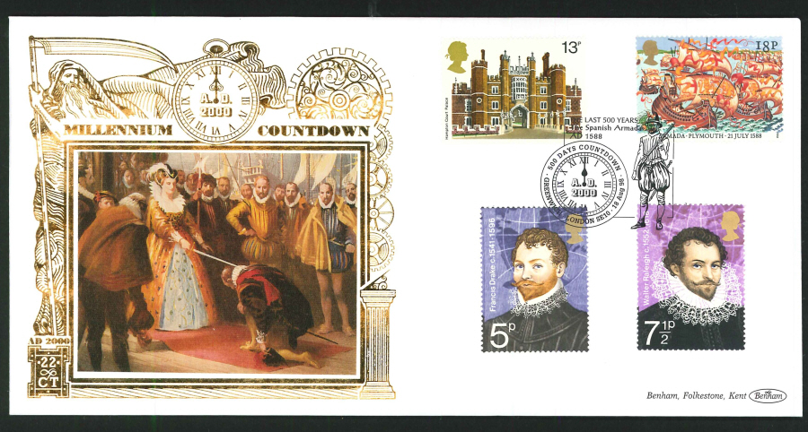 1998 -Millennium Countdown Commemorative Cover - 500 Days Countdown, Greenwich Postmark - Click Image to Close