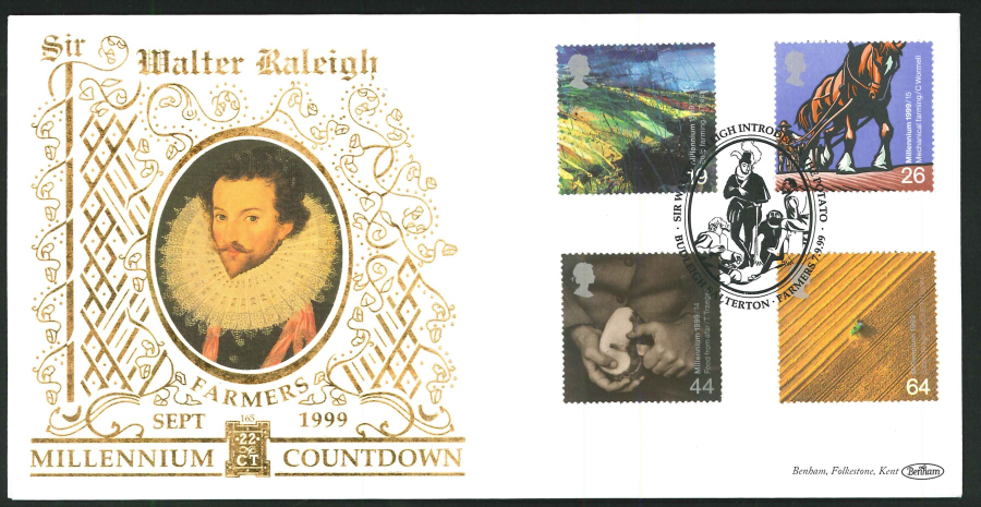 1999 - Farmers' Tale First Day Cover - Sir Walter Raleigh/Potato Postmark