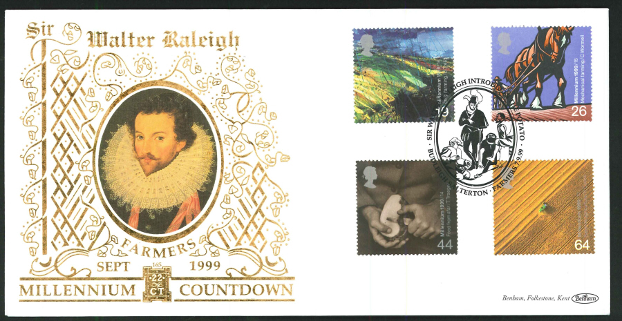 1999 - Farmers' Tale First Day Cover - Sir Walter Raleigh/Potato Postmark - Click Image to Close