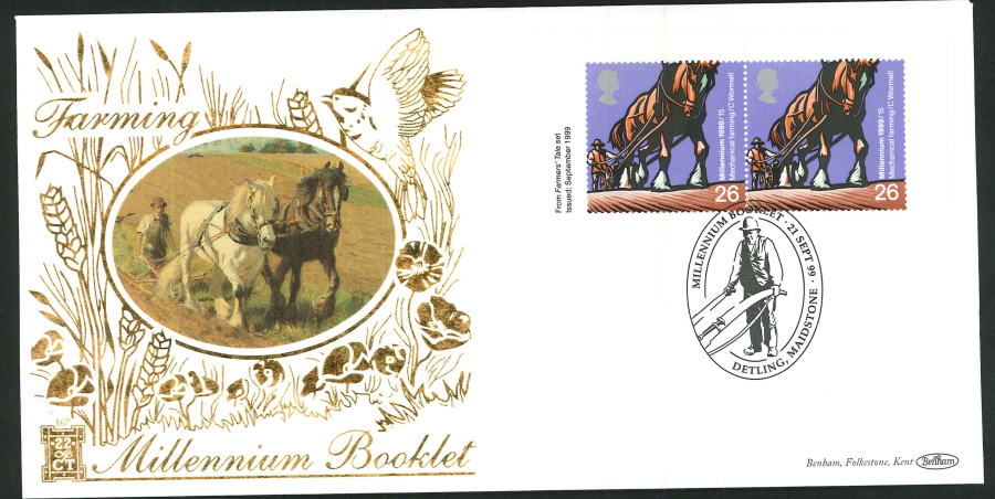 1999 - Farmers' Tale Commemorative Cover - Milennium Booklet, Detling Maidstone Postmark