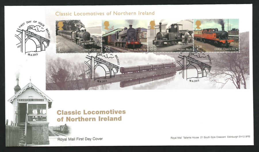 2013 - Classic Locomotives of Northern Ireland First Day Cover, Belfast Postmark