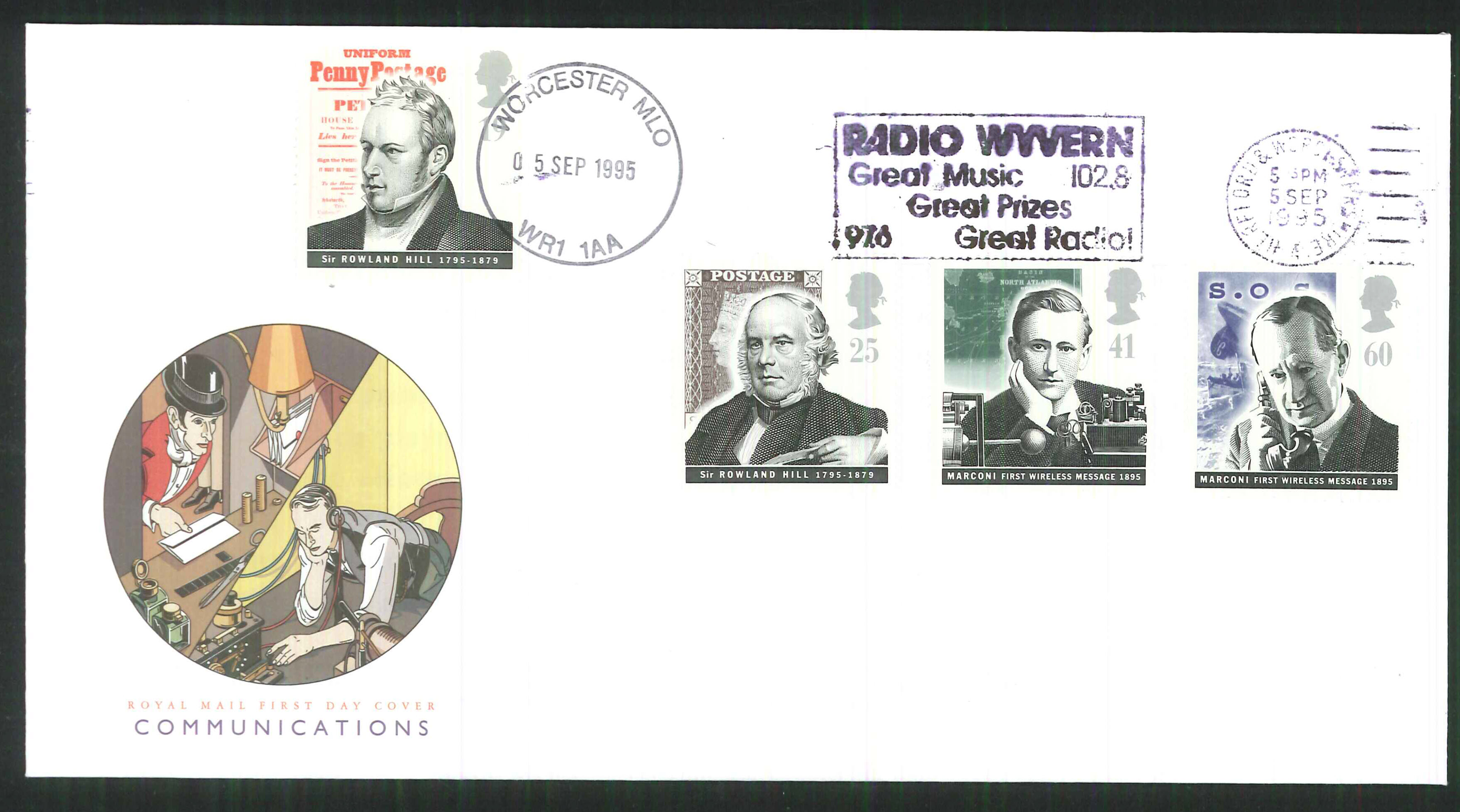 1995 - Communications First Day Cover -Radio Wyvern Slogan Postmark