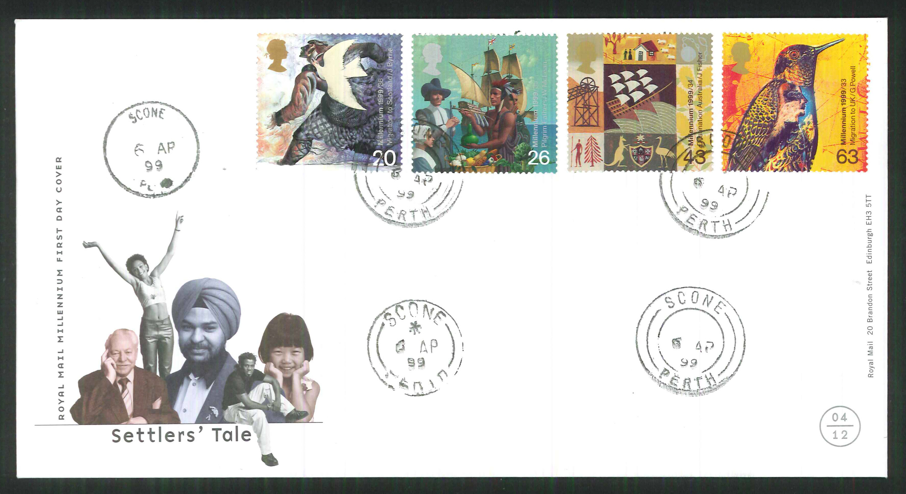 1999 - Settlers' Tale First Day Cover - Scone Perth C D S Postmark