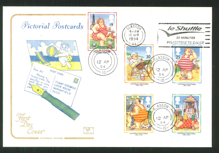 1994 - Pictorial Postcards Cotswold Slogan FDC - le Shuttle Postmark