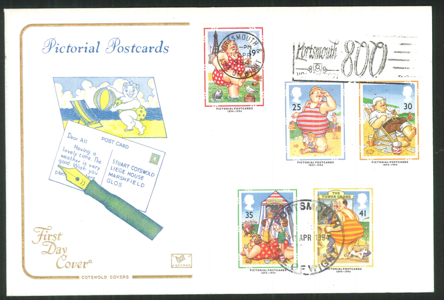1994 - Pictorial Postcards Cotswold Slogan FDC - Portsmouth 800 Postmark - Click Image to Close