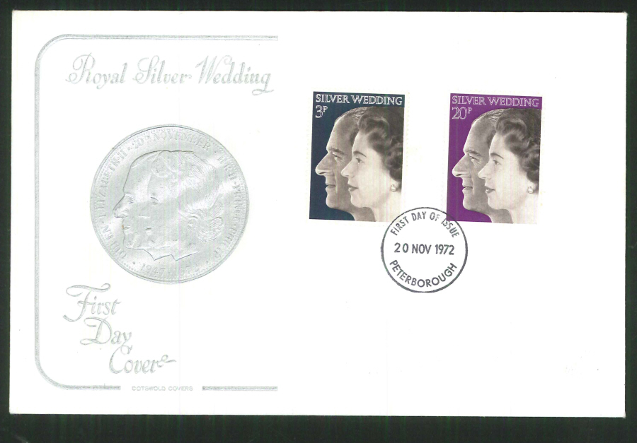 1972 Cotswold Silver Wedding FDC F D I Peterborough Postmark - Click Image to Close