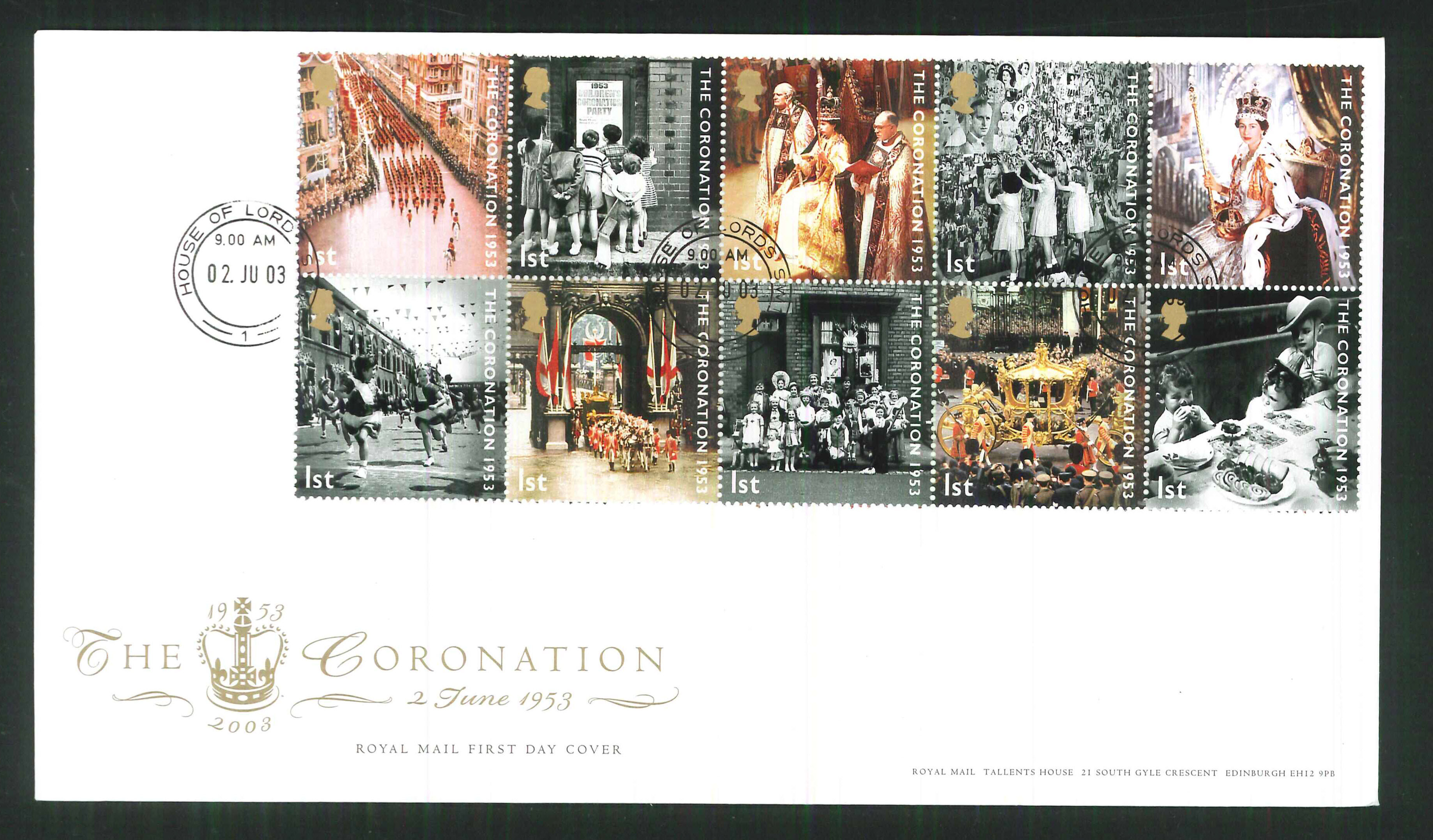 2003 Coronation Anniv. F D C House of Lords CDS Handstamp