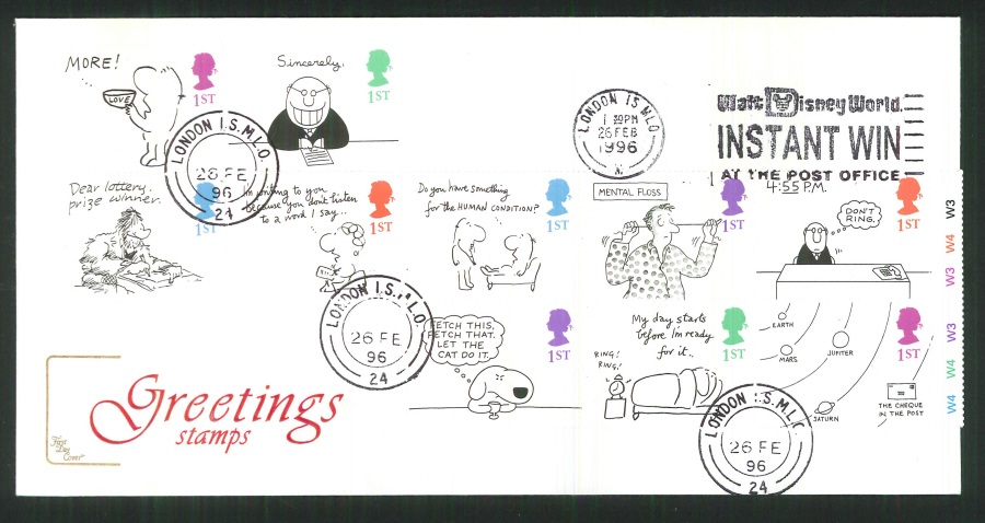 1996 Greetings Cotswold Slogan FDC , Walt Disney World Slogan Postmark