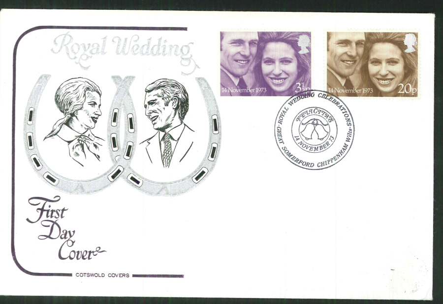 1973 Cotswold Royal Wedding FDC Westminster Abbey Postmark - Click Image to Close