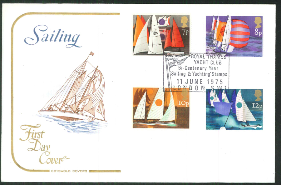 1975 Cotswold Sailing FDC Royal Thames Yacht Club Postmark - Click Image to Close