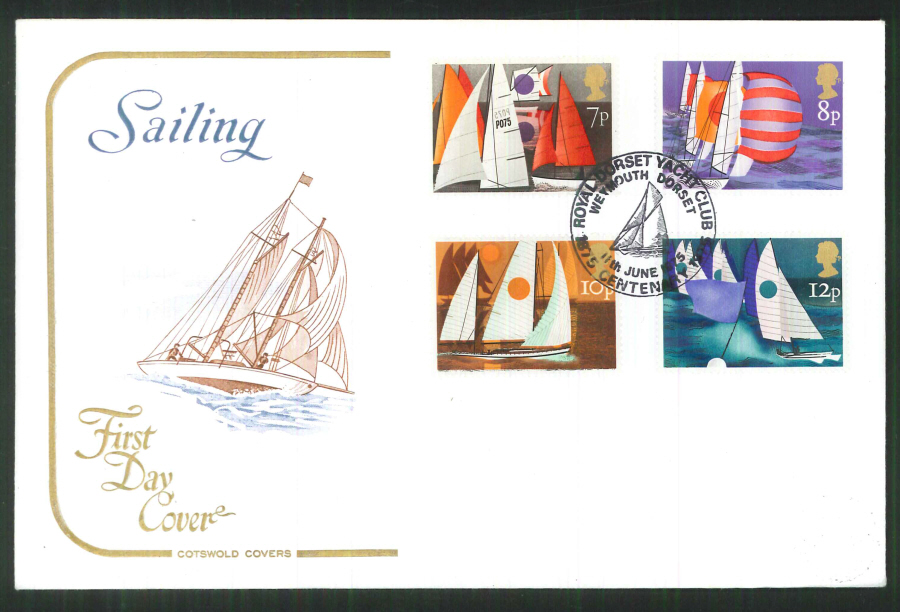 1975 Cotswold Sailing FDC Royal Dorset Yacht Club Postmark - Click Image to Close