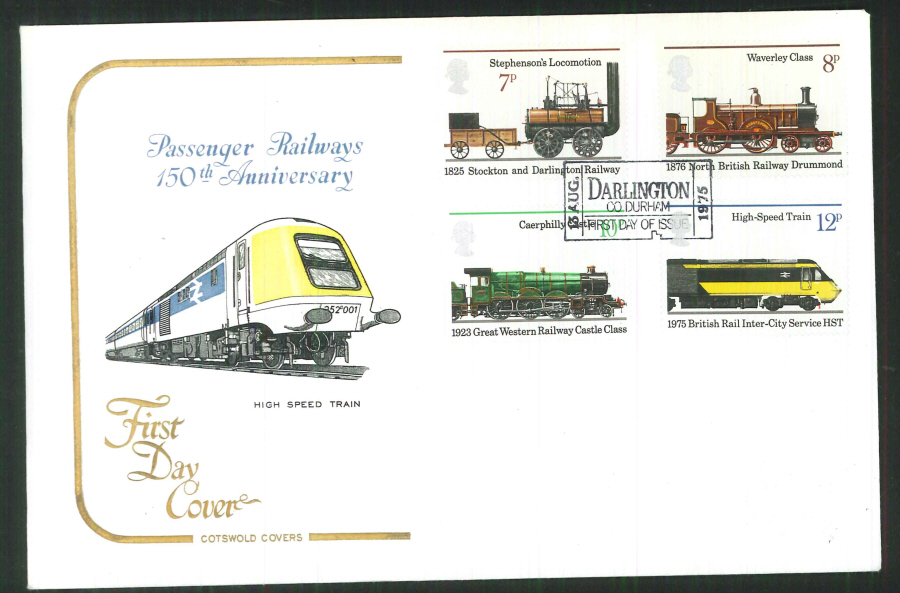 1975 Cotswold Railway FDC Darlington Postmark - Click Image to Close