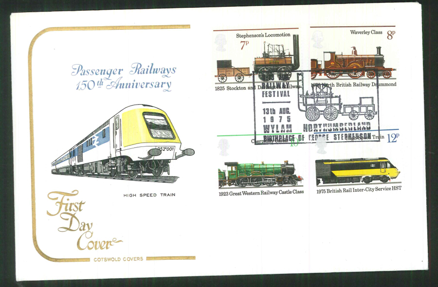 1975 Cotswold Railway FDC Wylam Northumberland Postmark - Click Image to Close