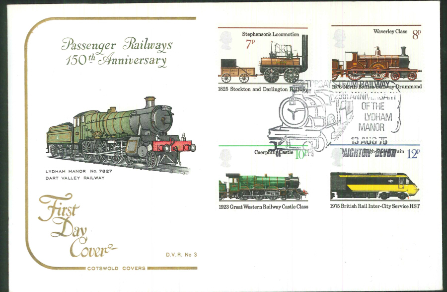 1975 Official Cotswold Railway FDC Torbay Steam Railway Postmark