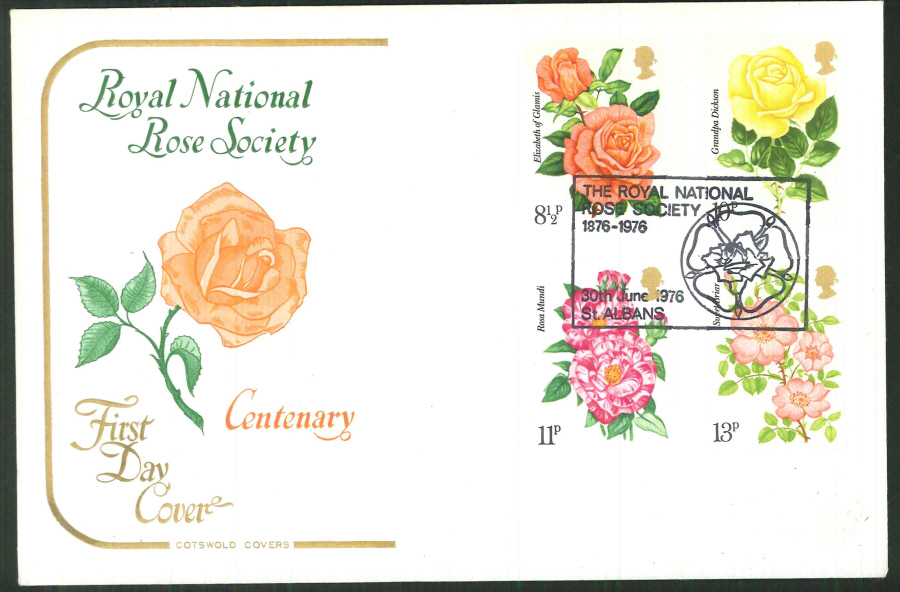 1976 Cotswold FDC Roses - Rose Society St Albans Postmark - Click Image to Close