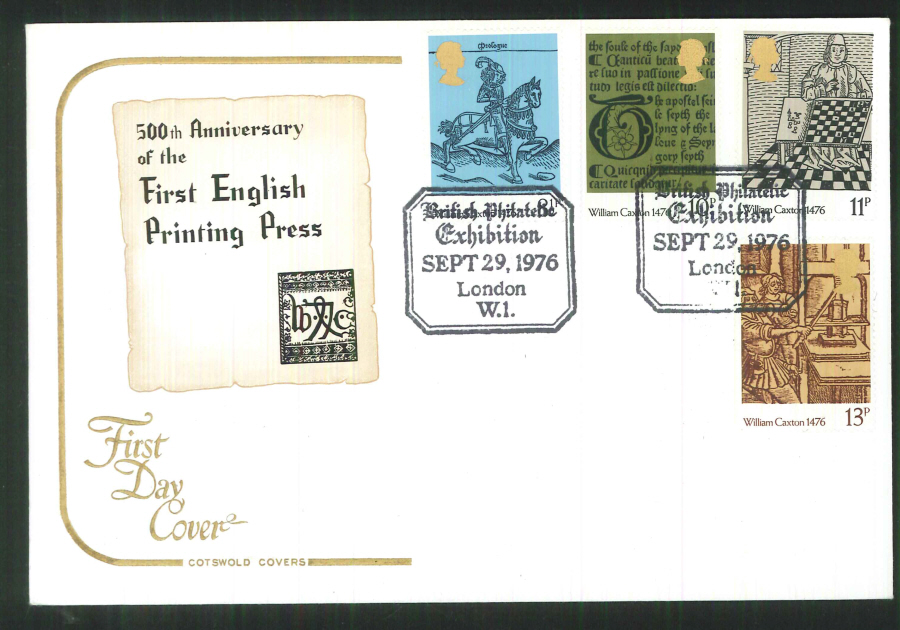 1976 Cotswold Caxton FDC B Phil Exhibition London Postmark