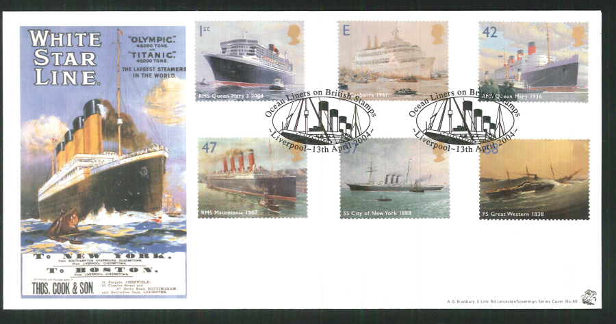 2004 Bradbury ( Sovereign No 40 ) Ocean Liners- Postmark: Liverpool,