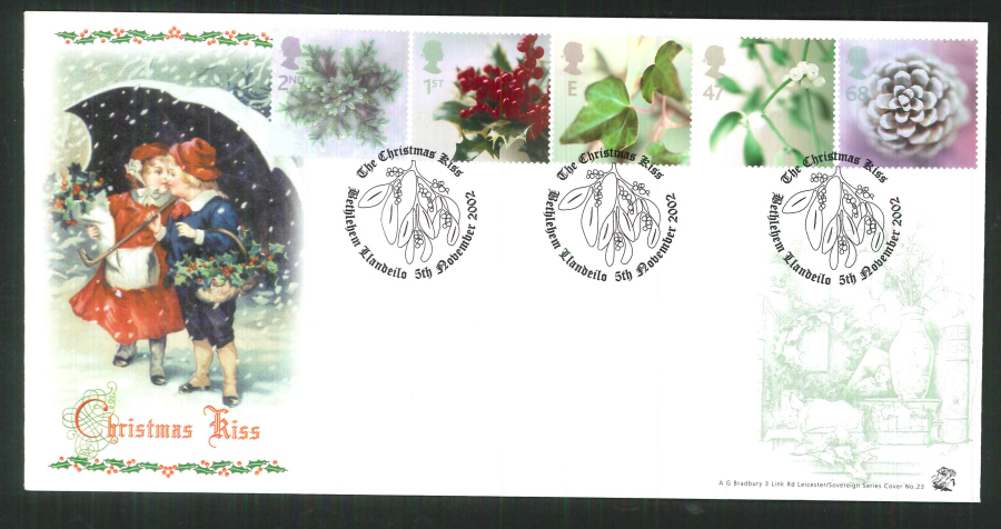 2002 Bradbury ( Sovereign No 23 ) Christmas Postmark: Bethlehem Special Handstamp - Click Image to Close