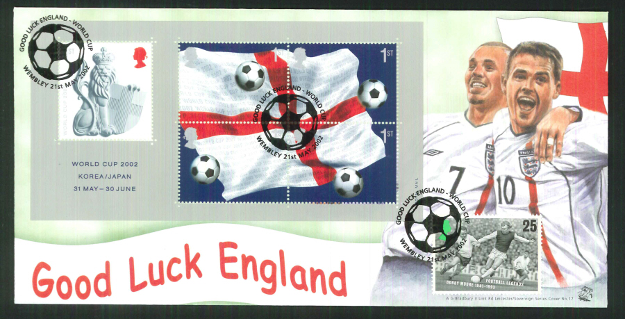 2002 Bradbury ( Sovereign No 17 ) World Cup Postmark: Wembley Special Handstamp