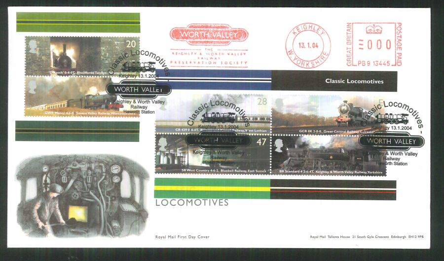 2004 Railway Mini Sheet F D C Meter Mark Worth Valley + Handstamp - Click Image to Close