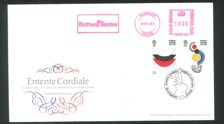 2004 Entente Cordiale Set F D C Meter Mark Worth Valley + Handstamp - Click Image to Close