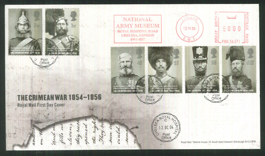 2004 Crimean War Set F D C Meter Mark National Army Museum + C D S - Click Image to Close