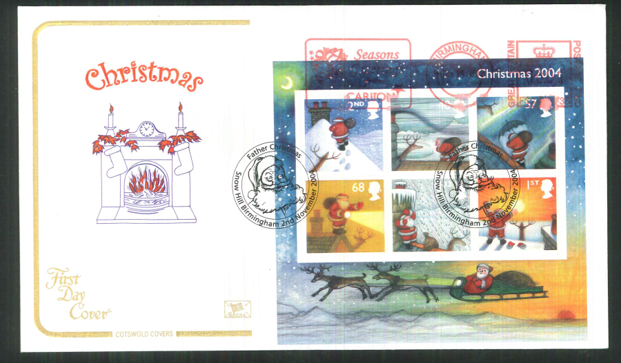 2004 Christmas Mini Sheet F D C MeterMark Carlton T V + Handstamp - Click Image to Close