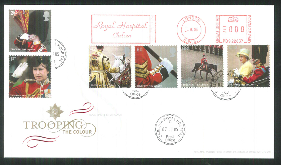 2005 Trooping of the Colour set F D C Meter Mark Royal Hospital Chelsea + C D S