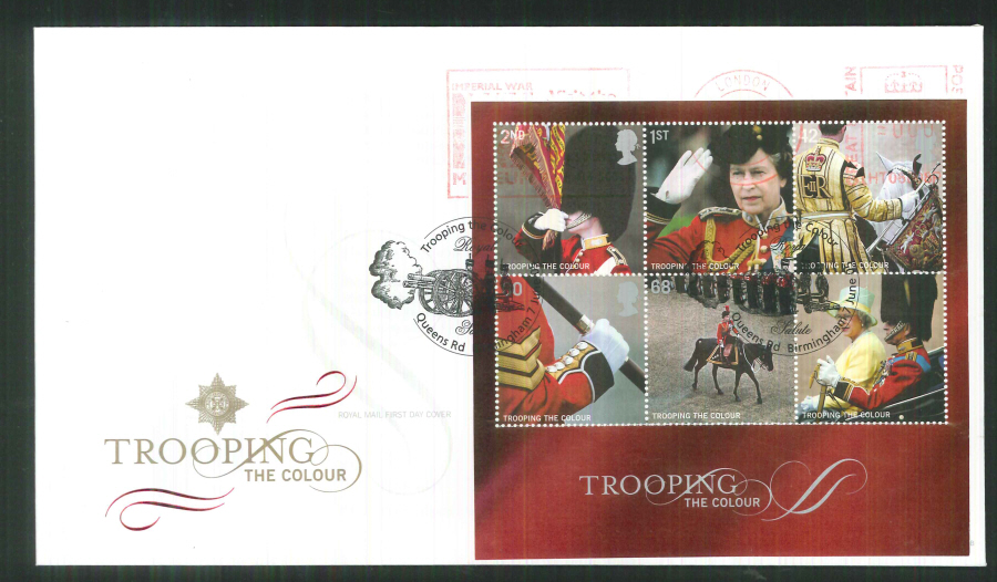 2005 Trooping of the Colour Mini Sheet F D C Meter Mark Royal Hospital Chelsea + handstamp