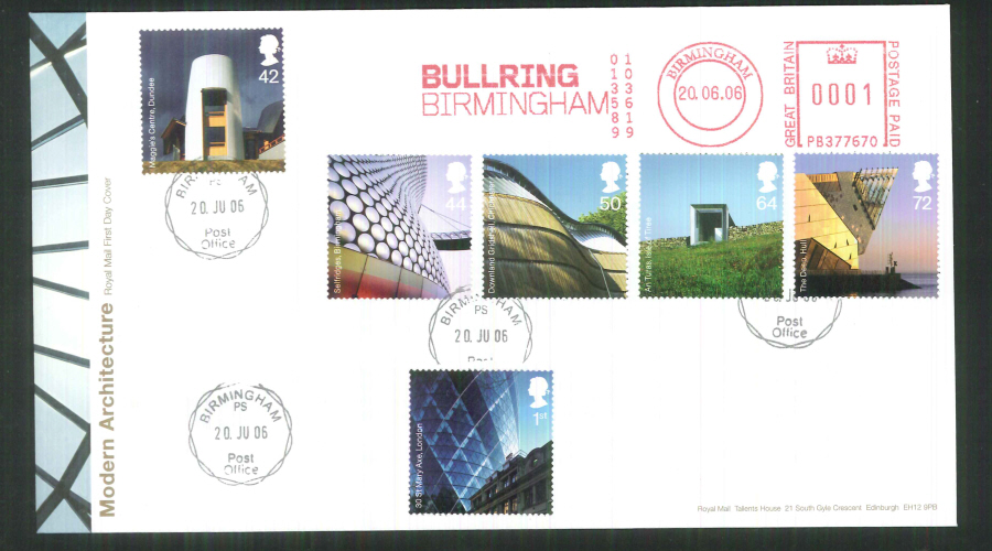 2006 Modern Architecture F D C Meter Bull Ring Birmingham +C D S - Click Image to Close