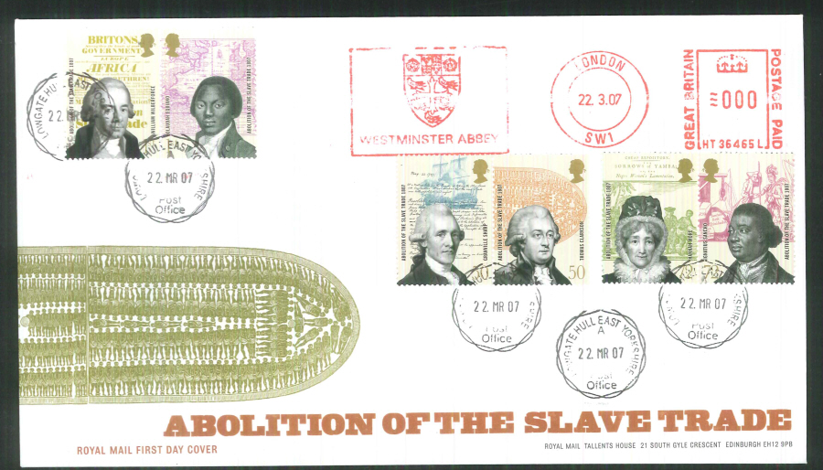 2007 Slave Trade F D C Meter Mark Westminster Abbey +C D S - Click Image to Close
