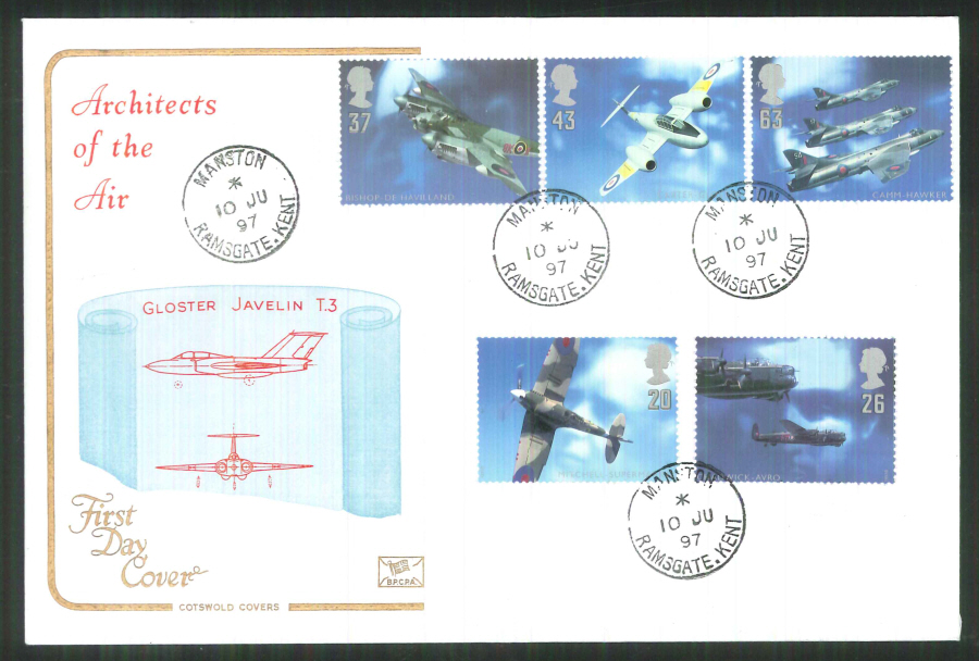 1997 Cotswold Architects of the Air FDC Manston C D S Postmark - Click Image to Close