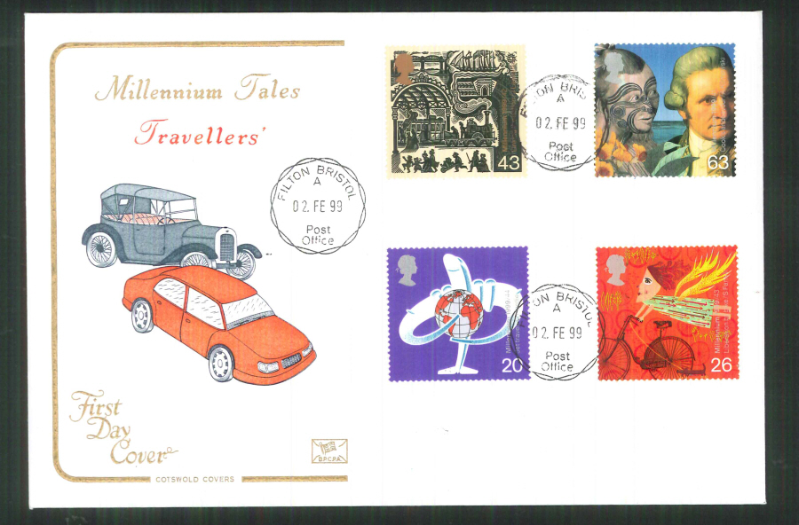 1999 Cotswold Millennium Tales Travellers FDC Filton C D S Postmark - Click Image to Close