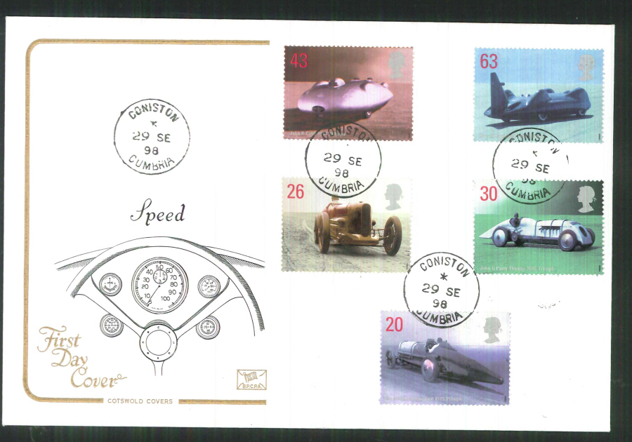 1998 Cotswold Speed FDC Coniston C D S Postmark