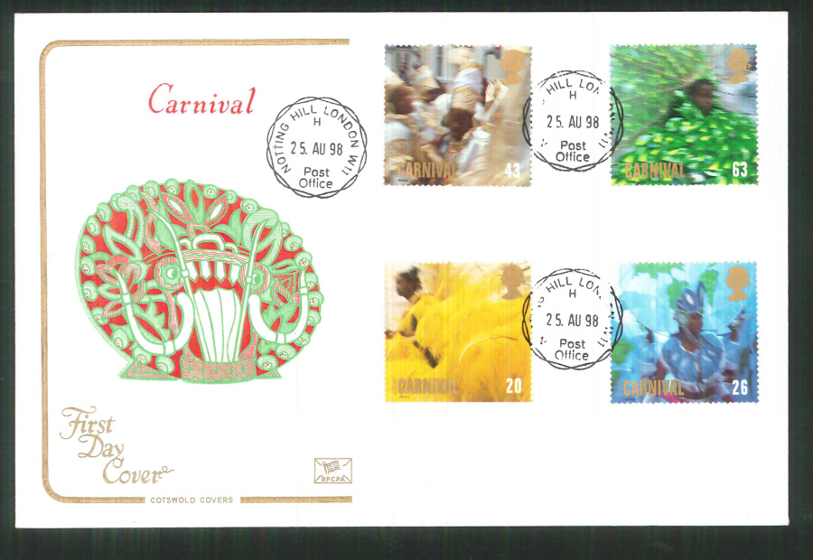 1998 Cotswold Carnival FDC Notting Hill London C D S Postmark