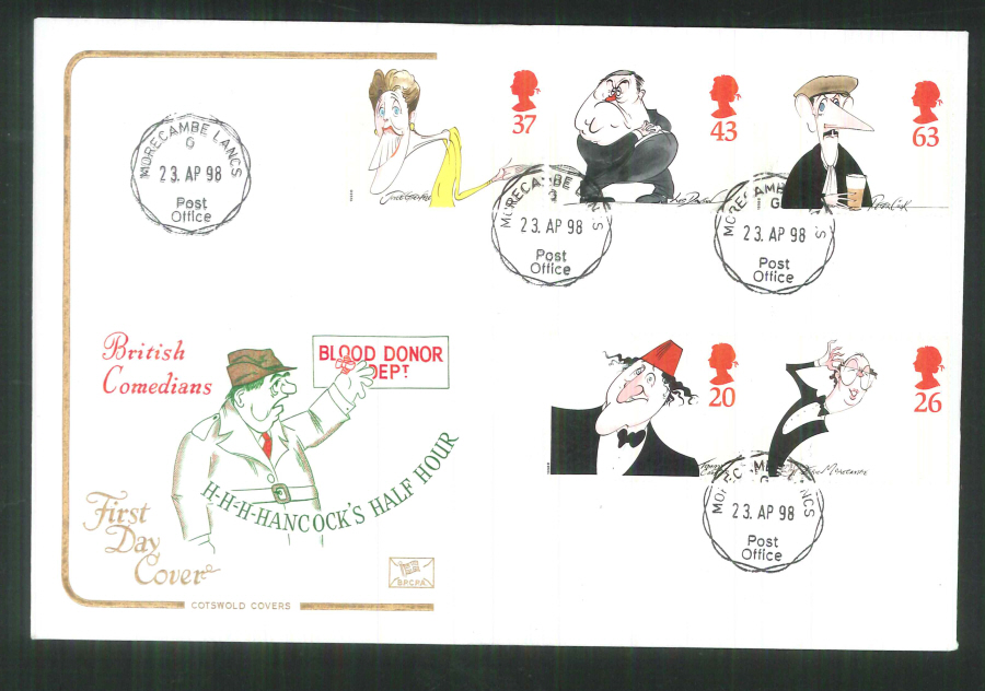 1998 Cotswold British Comedy FDC Morecombe Lancs C D S Postmark - Click Image to Close