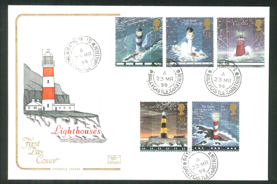 1998 Cotswold Lighthouses FDC Rathlin Is Ballycastle Co Antrim C D S Postmark